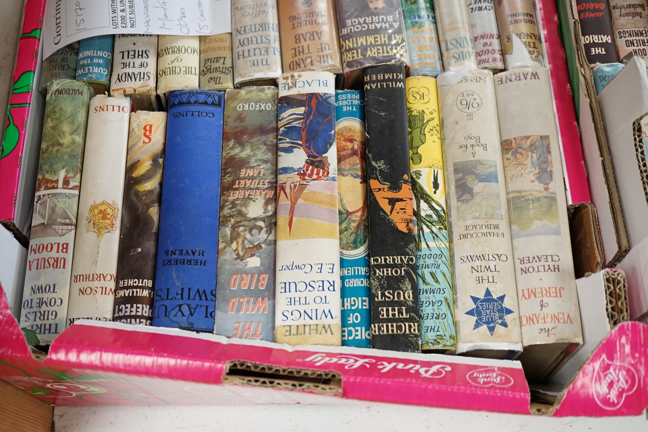 Children's Books - mostly illus. and in d/wrappers, including Biggles books; the Westermans; MacVicar's Tiger Mountain, Capon's The Cave of Cornelius; (1950's / 60's), approx. 120.